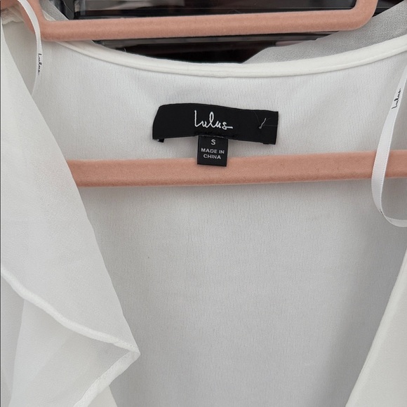 Lulu's White Ruffle Sheer Blouse - Picture 2 of 3
